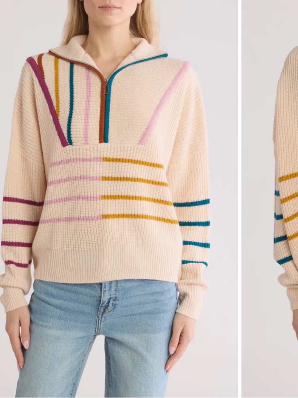 Vigoss Multicolor Stripe Quarter Zip Sweater SOLD OUT
